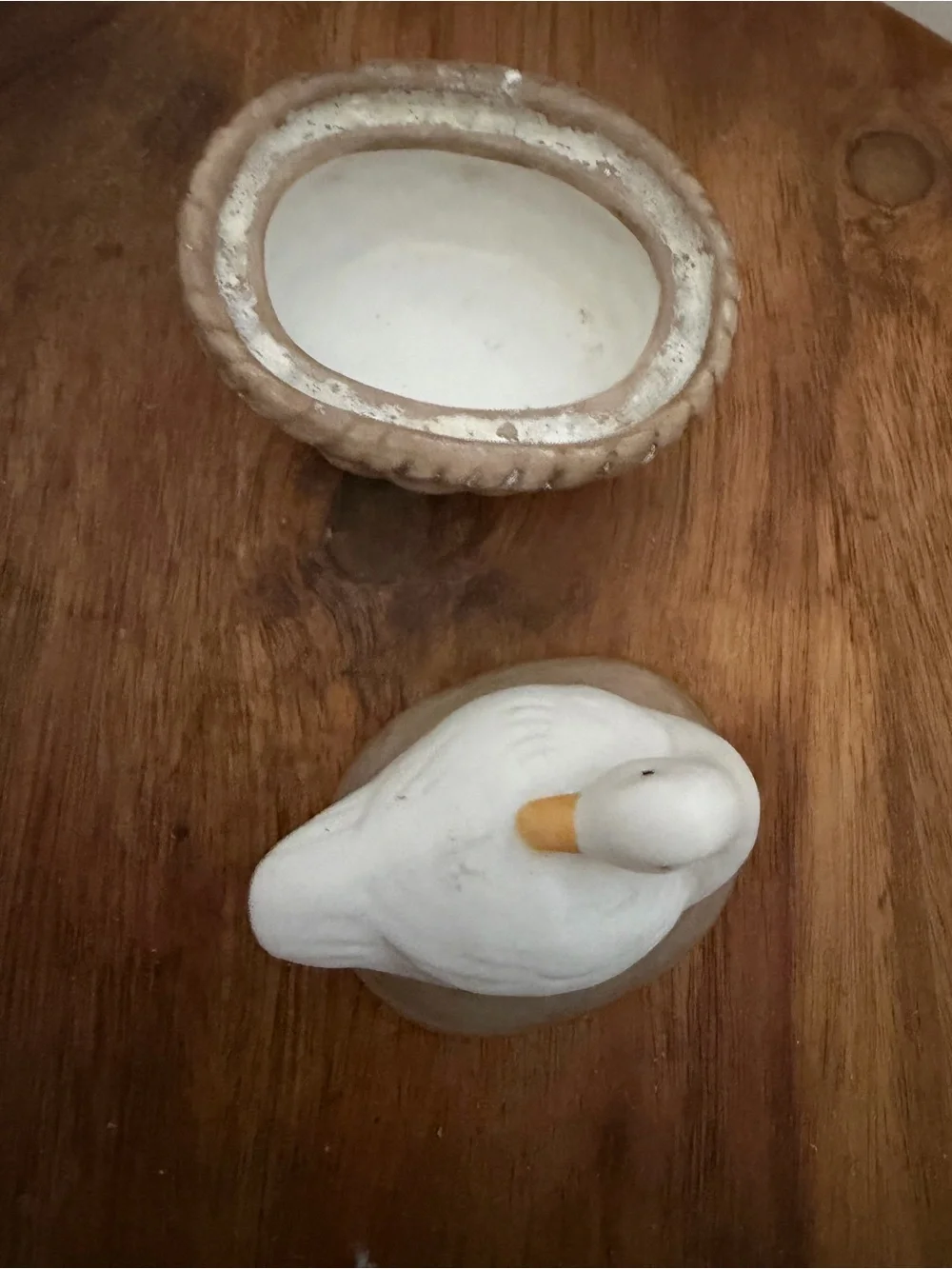 White Ceramic Duck Nest Figurine for Pets & Home Decor